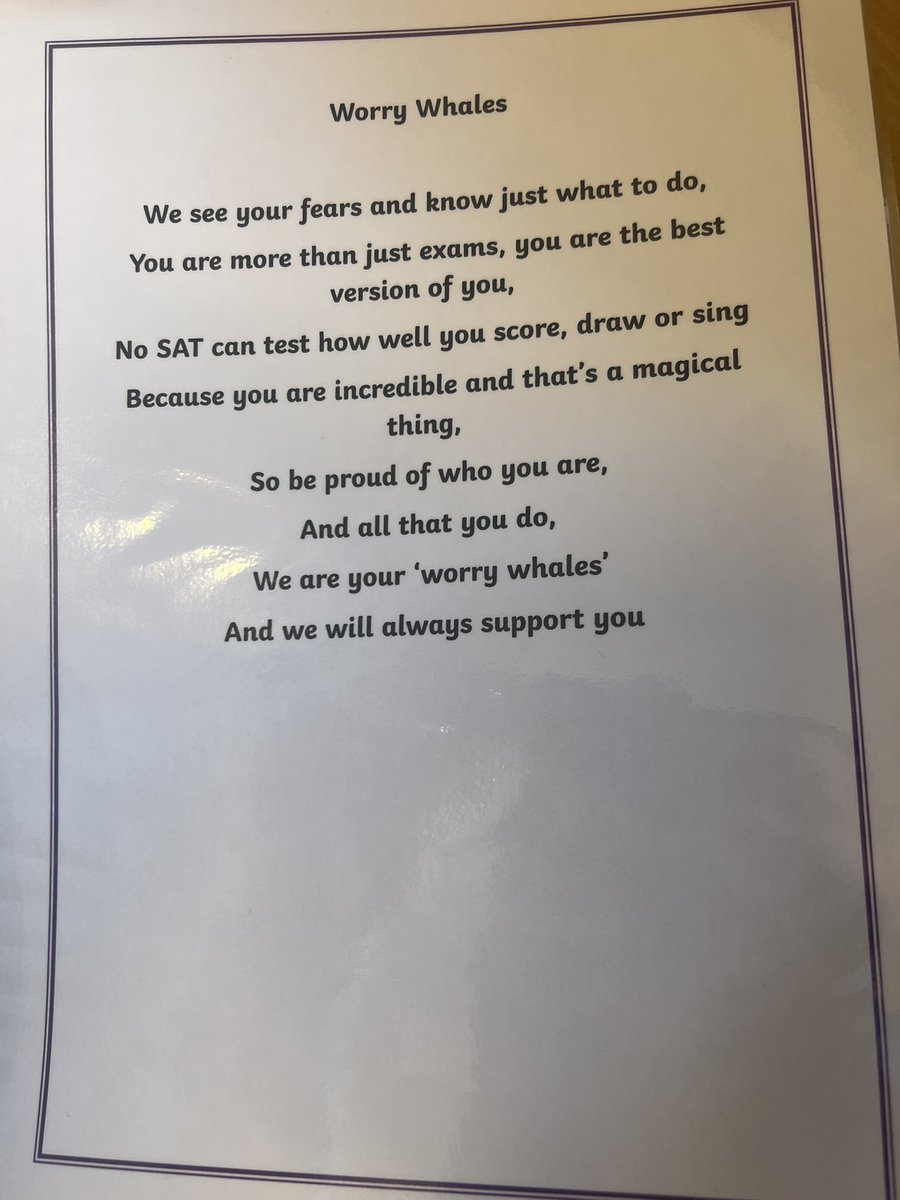 Year 6 had ‘worry whales’ given to them today to help them with any worries and anxiety heading into SATs and transition. They absolutely loved them.