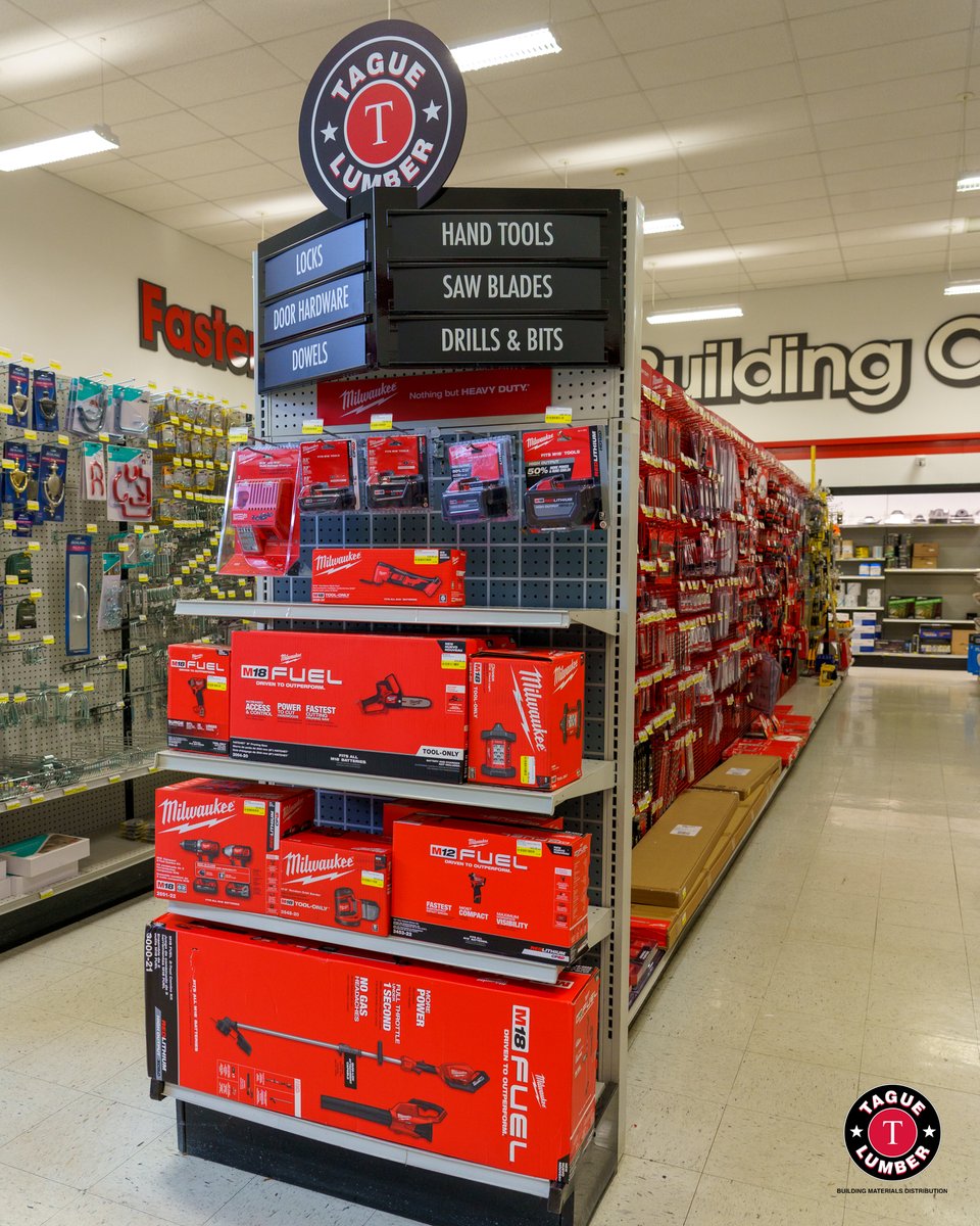 taguelumber's tweet photo. Trust Tague Lumber for all your hardware needs! 🔩🛠️ Whether you're stocking up on bulk items or need a one-of-a-kind tool for the job, we've got you covered. We proudly partner with top brands like Milwaukee Tools to guarantee quality and performance every time. https://t.co/rPDew5O6PZ
