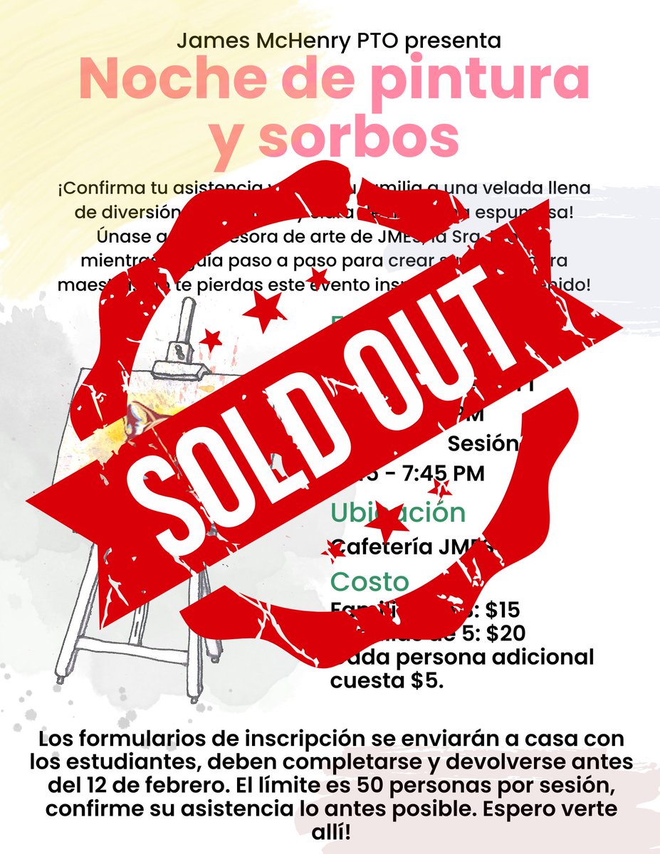 Our spring paint and sip is ALL SOLD OUT! Both sessions are full! Sold out in 2 days! #JMES