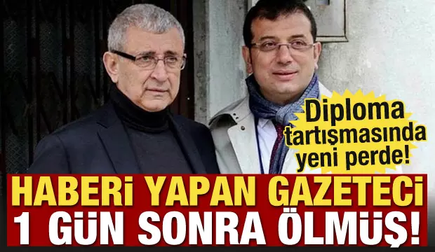 Diploma tartışmasında yeni perde!Haberi yapan gazeteci 1 gün sonra ölmüş!
2016 yılında Ekrem İmamoğlu'nun diplomasıyla ilgili ilk haberi yapan gazeteci Telat Çabuk'un baba Hasan İmamoğlu tarafından tehdit edildiği, olayın yargıya taşınmasından 1gün sonra ise öldüğü iddia edildi.