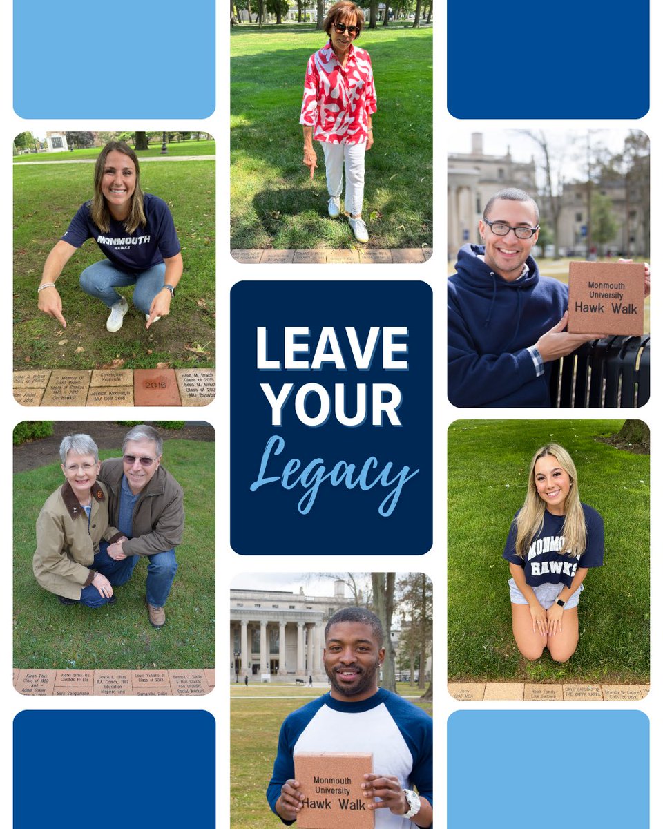 Monmouth Alumni (@monmouthalumni) on Twitter photo Every step on the Hawk Walk tells a story. Add yours by ordering a brick to commemorate your time at Monmouth. 💙 Order by March 1 to ensure your brick is installed before Commencement 2025. 🎓
Visit this 🔗 for more information and to place your order: monmouth.edu/university-adv… Every step on the Hawk Walk tells a story. Add yours by ordering a brick to commemorate your time at Monmouth. 💙 Order by March 1 to ensure your brick is installed before Commencement 2025. 🎓
Visit this 🔗 for more information and to place your order: monmouth.edu/university-adv…