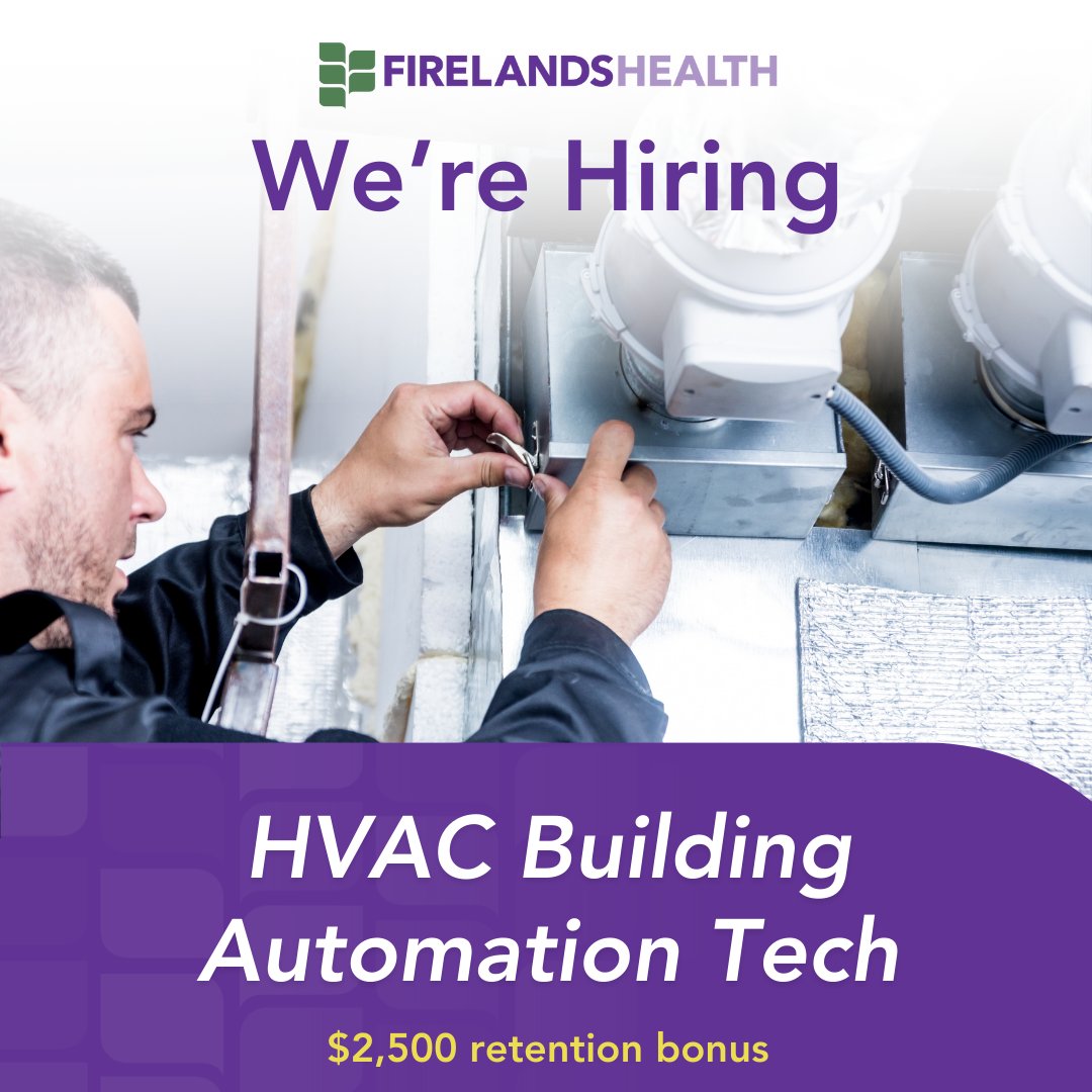 Firelands Health is seeking a skilled HVAC Building Automation Tech to join our team. Enjoy a $2,500 retention bonus, comprehensive medical/dental/vision, tuition reimbursement, 401(k), and more. 

Apply online at firelands.com/careers