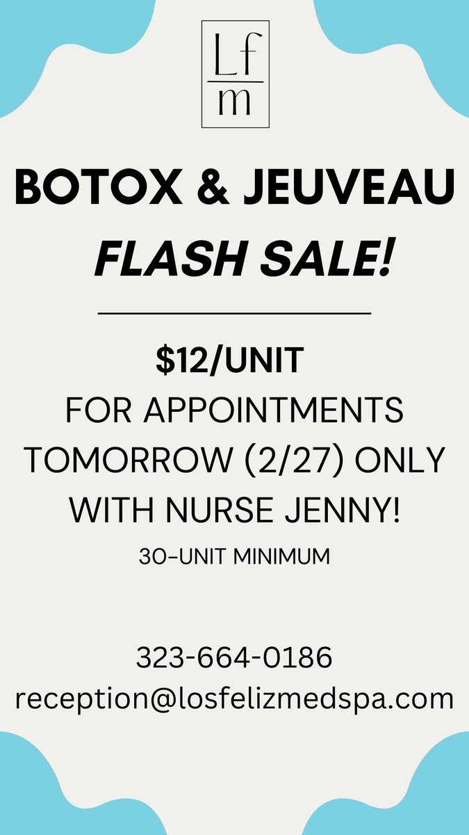 LosFelizMedSpa's tweet image. #botox FLASH SALE $12 PER UNIT Call #drmicheleware #losfeliz #medspa 323.664.0186