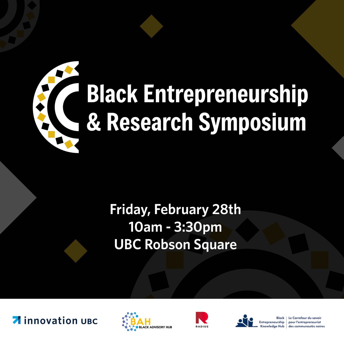 We're proud to support the #BlackEntrepreneurship &amp; Research Symposium this Friday Feb 28, powered by <a href="/innovationubc/">Innovation UBC</a>’s Black Advisory Hub &amp; <a href="/SFU/">Simon Fraser University</a>’s <a href="/BekhCanada/">Black Entrepreneurship Knowledge Hub Canada</a>.

Open to everyone interested in advancing the ecosystem for Black Entrepreneurs, register now: entrepreneurship.ubc.ca/black-entrepre…