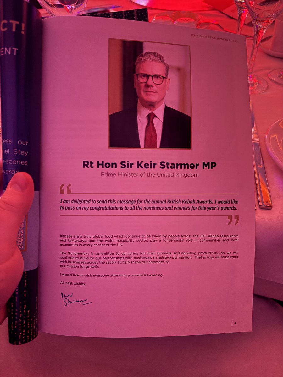 Keir Starmer has managed to get his growth messaging into a statement for the British Kebab Awards. 

I’m genuinely impressed.