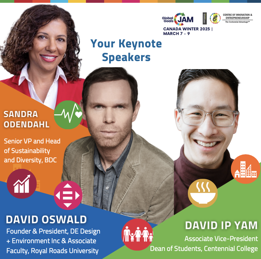 Meet our keynote speakers Sandra Odendahl,  <a href="/david_oswald/">David N Oswald</a>  <a href="/davidipyam/">David Ip Yam</a>🌟Don’t miss this fun and impactful weekend for a better world! 👉 Register now: bit.ly/4jY0TpX Registration closes March2nd. Work in teams to develop solutions and win awards. <a href="/CentennialEDU/">Centennial College</a> <a href="/guglani/">lalit guglani</a>
