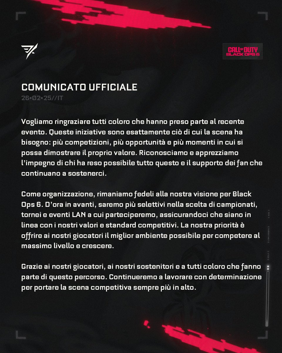Official Statement - EKT Black Ops 6