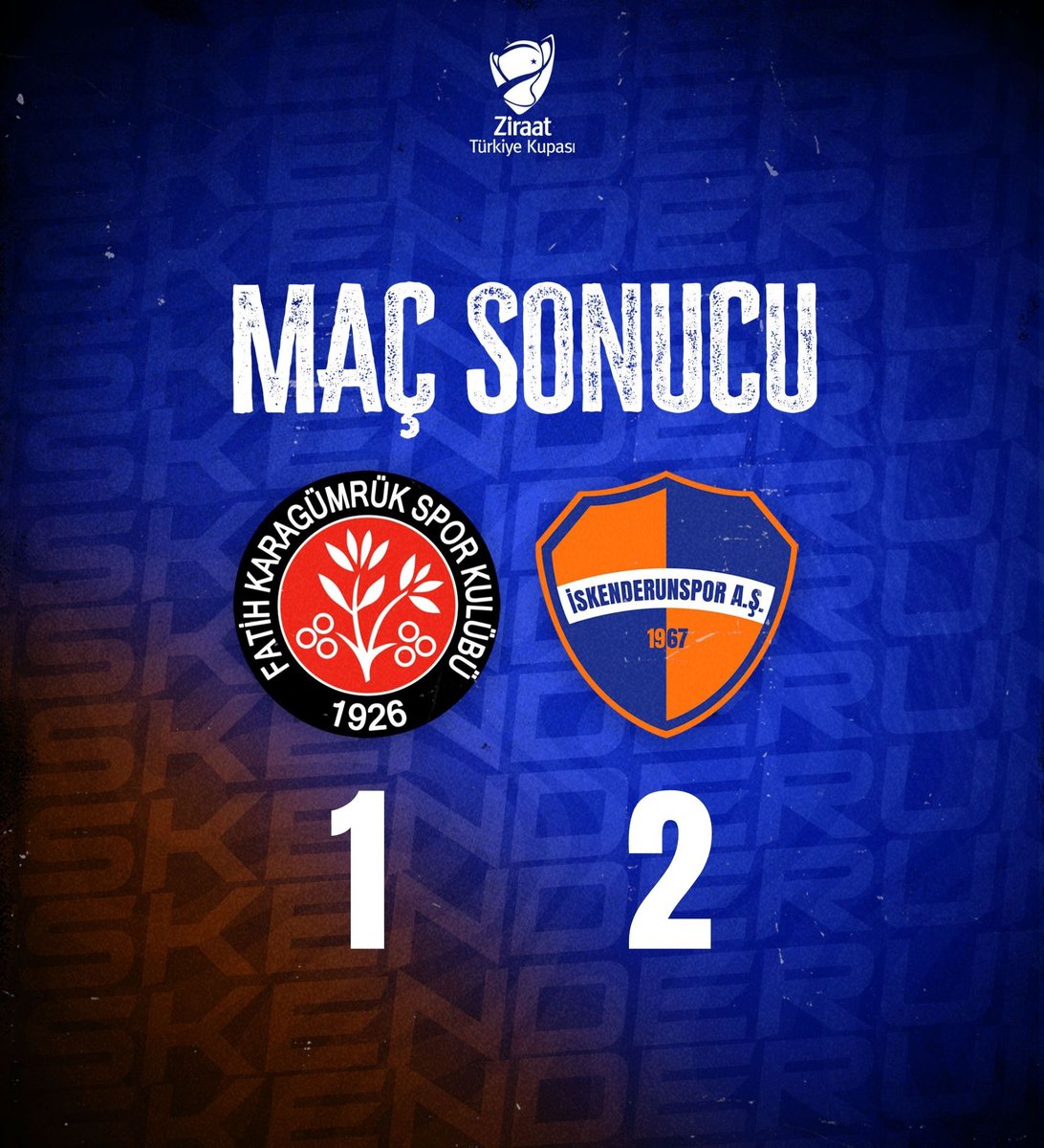 Maç Sonucu 

Fatih Karagümrük: 1
İskenderunspor’umuz: 2

🏆 Ziraat Türkiye Kupası’nda Çeyrek Finaldeyiz!
