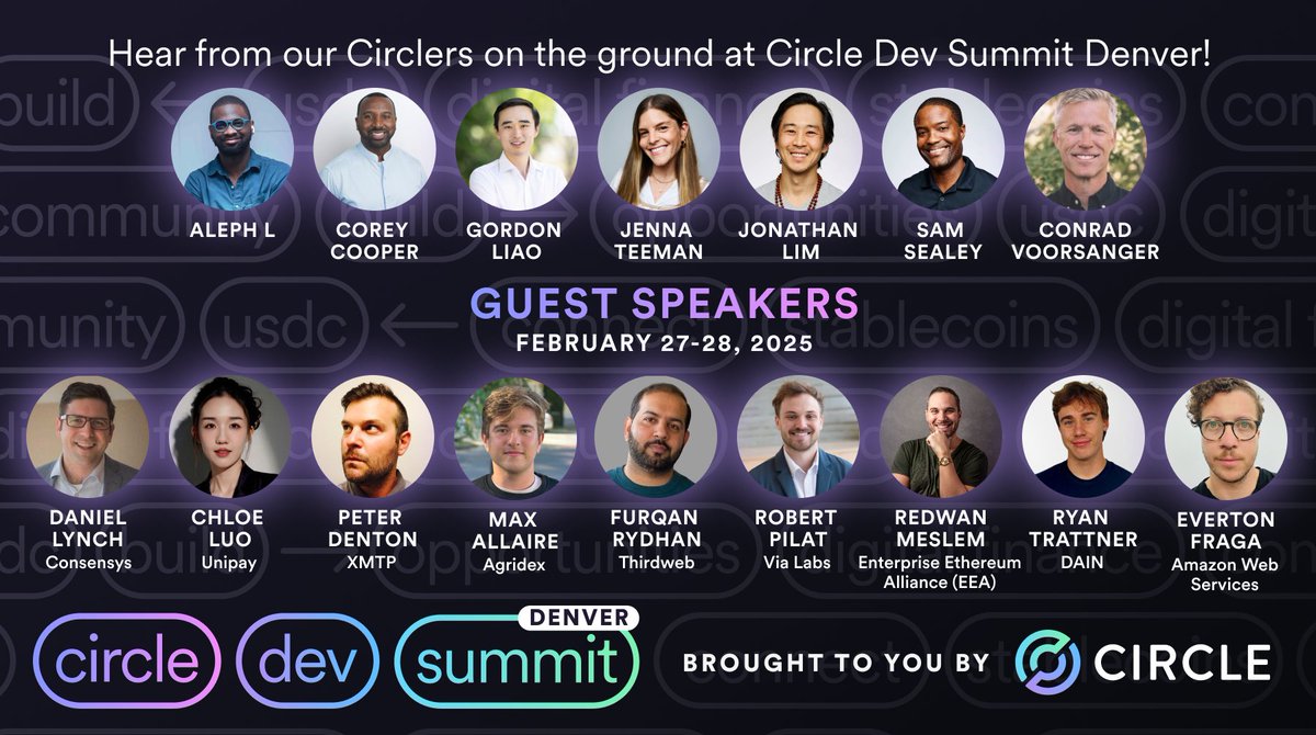 Circle Dev Summit: Where Great Minds Ascend

Featuring Circlers and Circle Community shaping the future of digital finance in Denver on February 27–28, 2025.