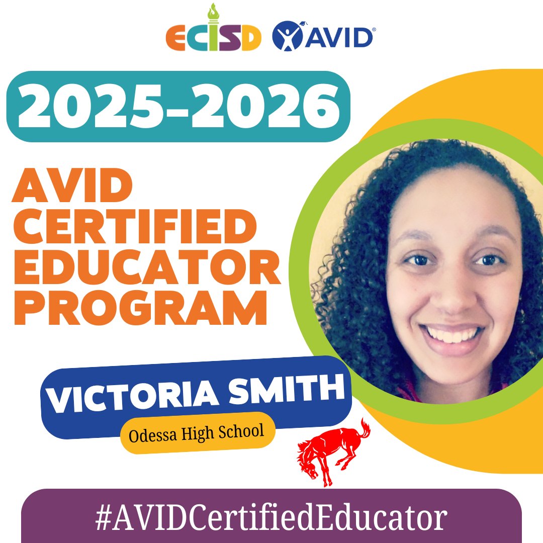 AVID in ACTION (@odtx_avid) on Twitter photo We are proud to announce that Victoria Smith has been accepted to the #AVIDCertifiedEducator program for next school year! <a href="/BigRedBronchos/">Odessa High School</a> <a href="/AvidBronchos/">AVIDBronchos</a> #ECISDAVID We are proud to announce that Victoria Smith has been accepted to the #AVIDCertifiedEducator program for next school year! <a href="/BigRedBronchos/">Odessa High School</a> <a href="/AvidBronchos/">AVIDBronchos</a> #ECISDAVID