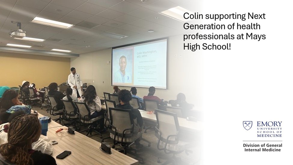 EmoryGIM (@emorygim) on Twitter photo Shout out to <a href="/CWashingtonMD/">Colin Washington, MD, MPH</a> who supporting our next generation of health care professionals through a talk at Mays High School. #GIMProud #TheFutureofMedicine Shout out to <a href="/CWashingtonMD/">Colin Washington, MD, MPH</a> who supporting our next generation of health care professionals through a talk at Mays High School. #GIMProud #TheFutureofMedicine