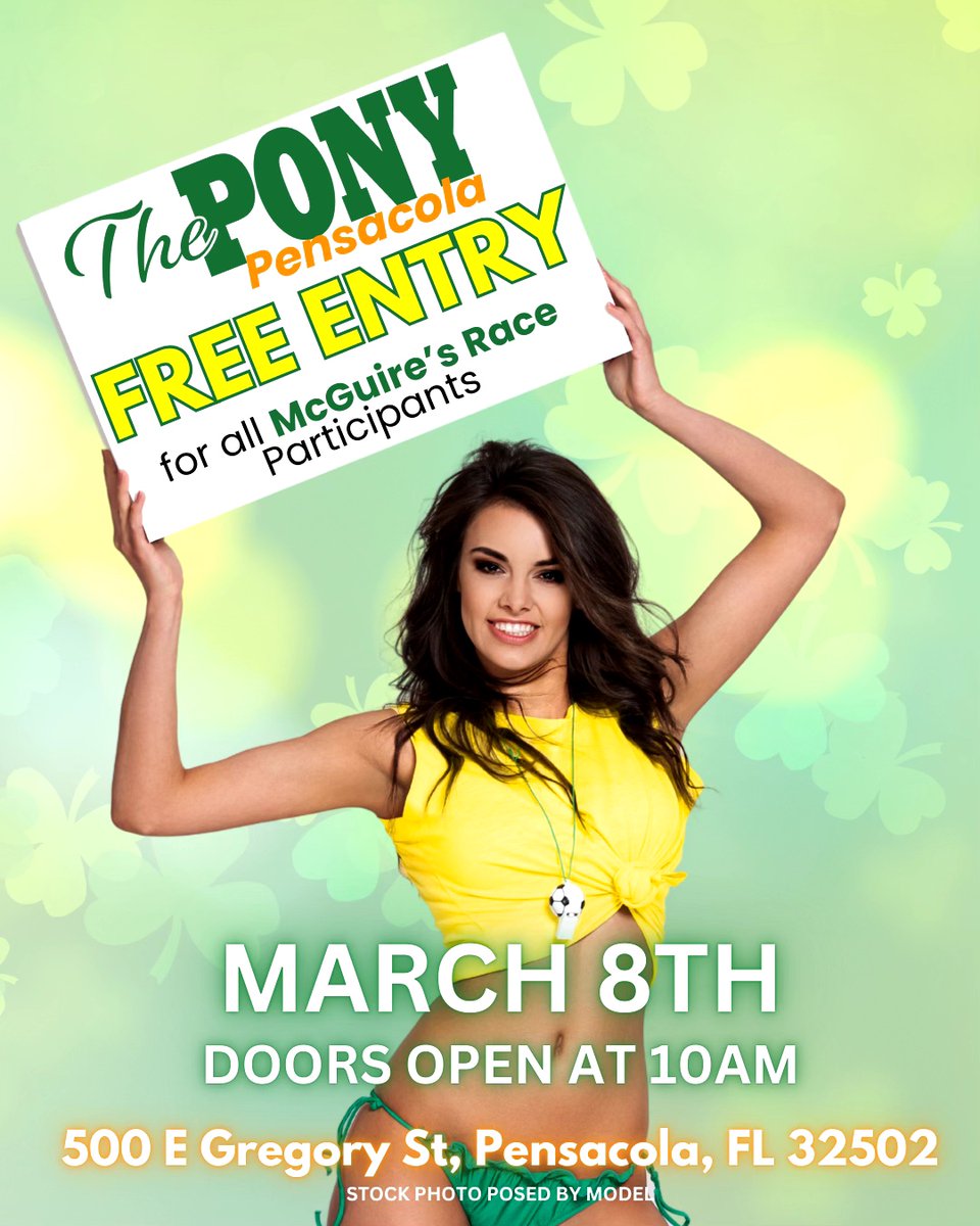 Are you participating in McGuire 5K?
Come replenish at The Pony!
We are opening at 10am and offering FREE ADMISSION to all 5k Participants! See you then! 
#5K #PonyPensacola #ReplenishHere #WeLove5k