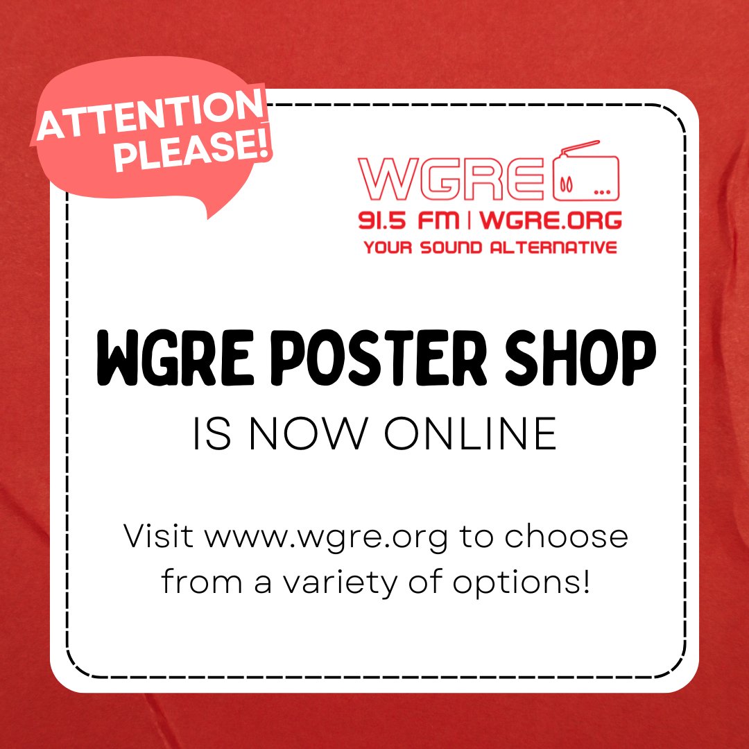 #WGRE Poster Shop is online! Order your fav poster in all sizes and designs! Visit wgre.org now!