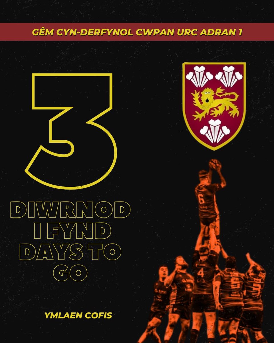 rygbicaernarfon's tweet image. Tri chysgu…
3 days to go