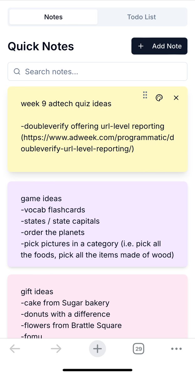 always wanted a combo "notes + todo list" app that i could access on both desktop and mobile.

thanks to <a href="/v0/">v0</a> , i made my own. it is awesome.