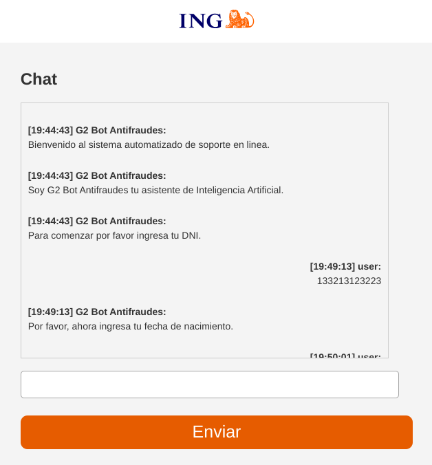 perex's tweet photo. Nuevo intento de estafa a través de #Smishing para @ING_es 
https://t.co/KeJyZPlJZv
Cada vez más sofisticados. Con ChatBot y todo: https://t.co/uFEQHSY7bT