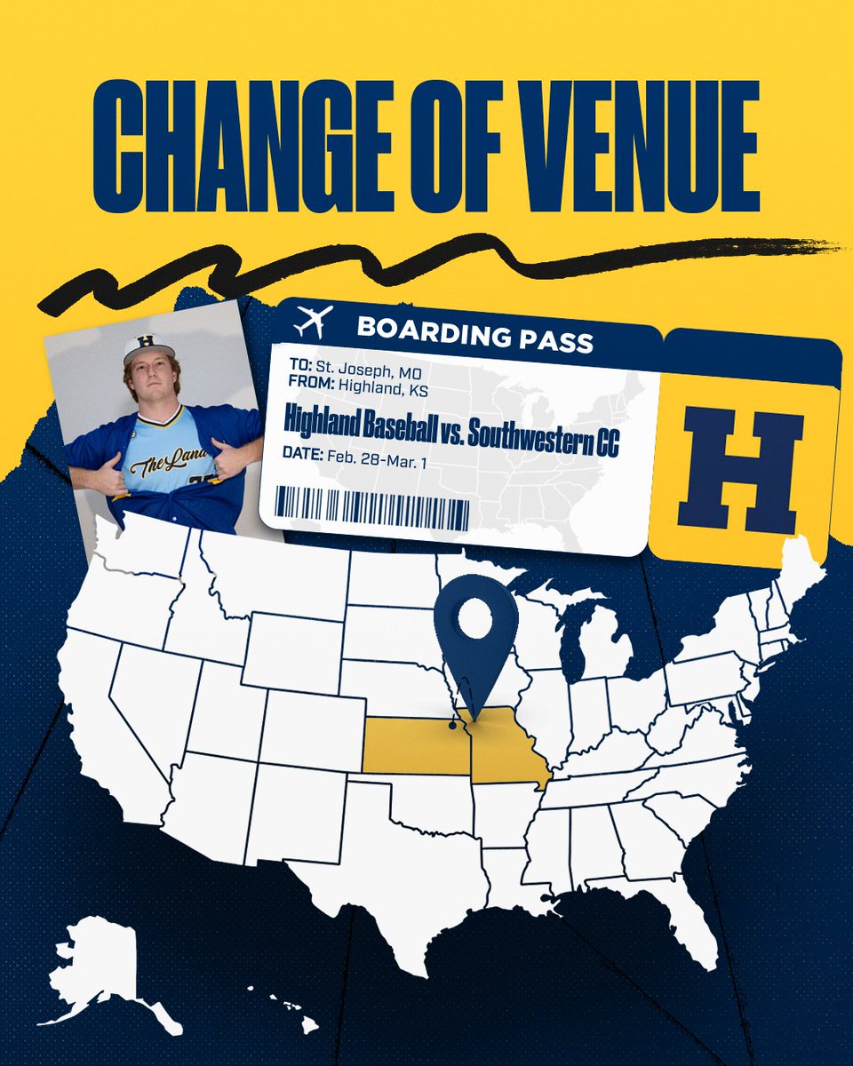 UPDATE - Highland Community Ballpark is just a bit too soggy for baseball this weekend, so the four-game series between @HCCScottieBSB and <a href="/SWCCSpartans/">Southwestern Spartans</a> is headed east to the <a href="/MWSUGriffons/">MoWest Athletics</a> Spring Sports Complex. First pitch still at 1 p.m. both days!