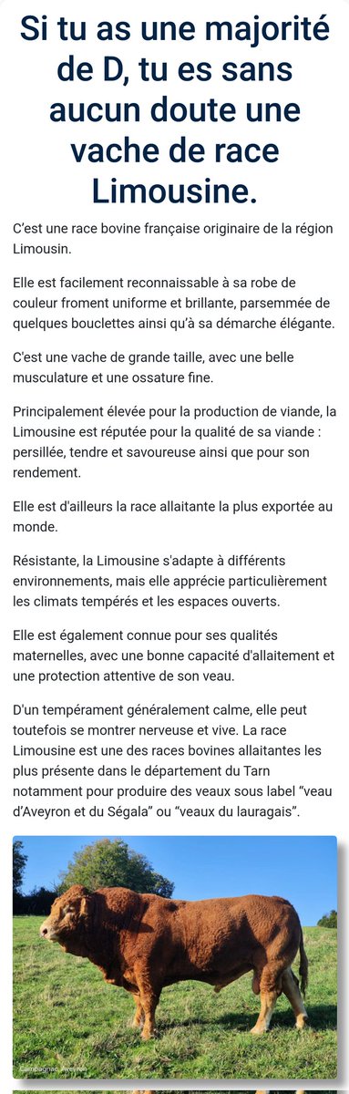 Test : quelle vache es-tu ? tarn.educagri.fr/testvache/resu…

#FrAgTw <a href="/Fragritwittos/">FranceAgritwittos♥️</a>