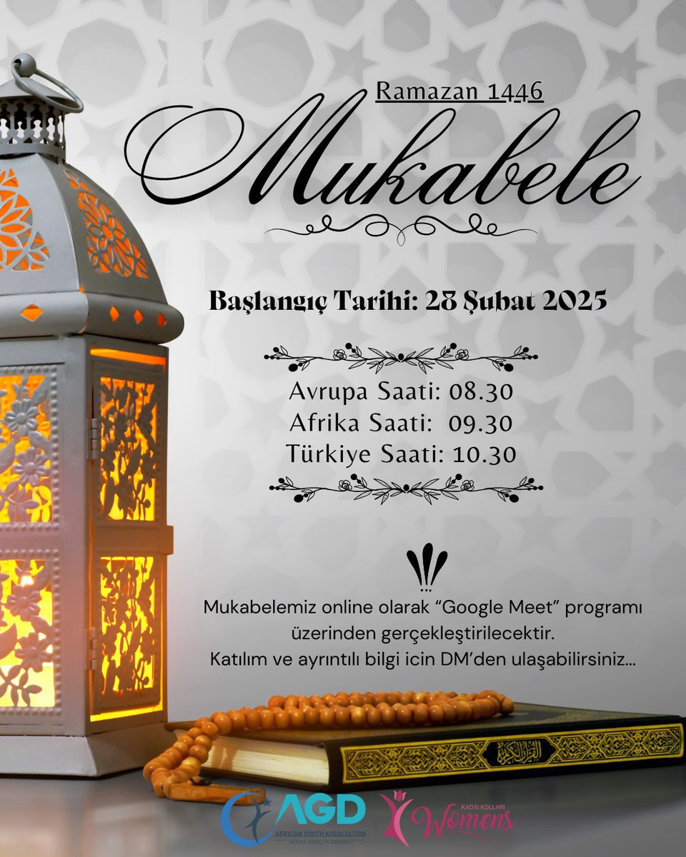 Online olarak gerçekleştireceğimiz mukabele programımıza tüm hanım kardeşlerimizi bekliyoruz. ☺️

Katılım ve ayrıntılı bilgi için DM'den ulaşabilirsiniz.. ⚘️