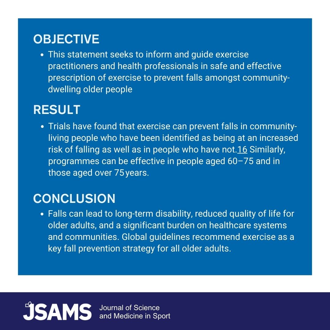 JSAMS (@_jsams) on Twitter photo Editor's Choice 🌟
#Exercise and #Sports #Science #Australia updated position statement on exercise for #preventing #falls in older people living in the community
Read 👉zurl.co/i7UuB
<a href="/FionaWilsonf/">Prof. Fiona Wilson</a> <a href="/SportSciMed/">SportSciMed</a> Editor's Choice 🌟
#Exercise and #Sports #Science #Australia updated position statement on exercise for #preventing #falls in older people living in the community
Read 👉zurl.co/i7UuB
<a href="/FionaWilsonf/">Prof. Fiona Wilson</a> <a href="/SportSciMed/">SportSciMed</a>