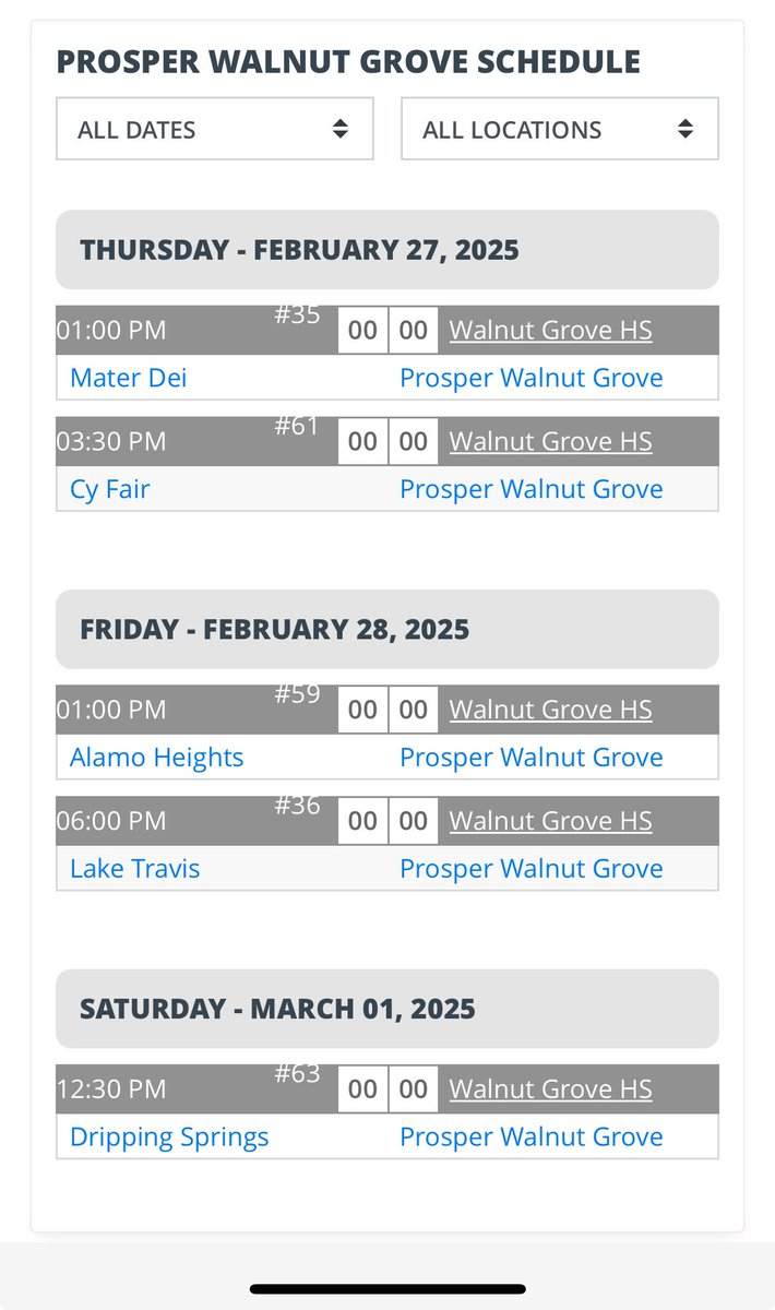 Schedule this week 👇🏻
<a href="/PrepBaseball_TX/">Prep Baseball Texas</a> <a href="/FiveToolTexas/">✭Five Tool Texas✭</a> <a href="/TxBaseballRpt/">The Texas Baseball Report</a> <a href="/TxHS_Baseball/">TxHSBaseball</a> <a href="/texas_scouts/">Texas Baseball Scouts Association</a>