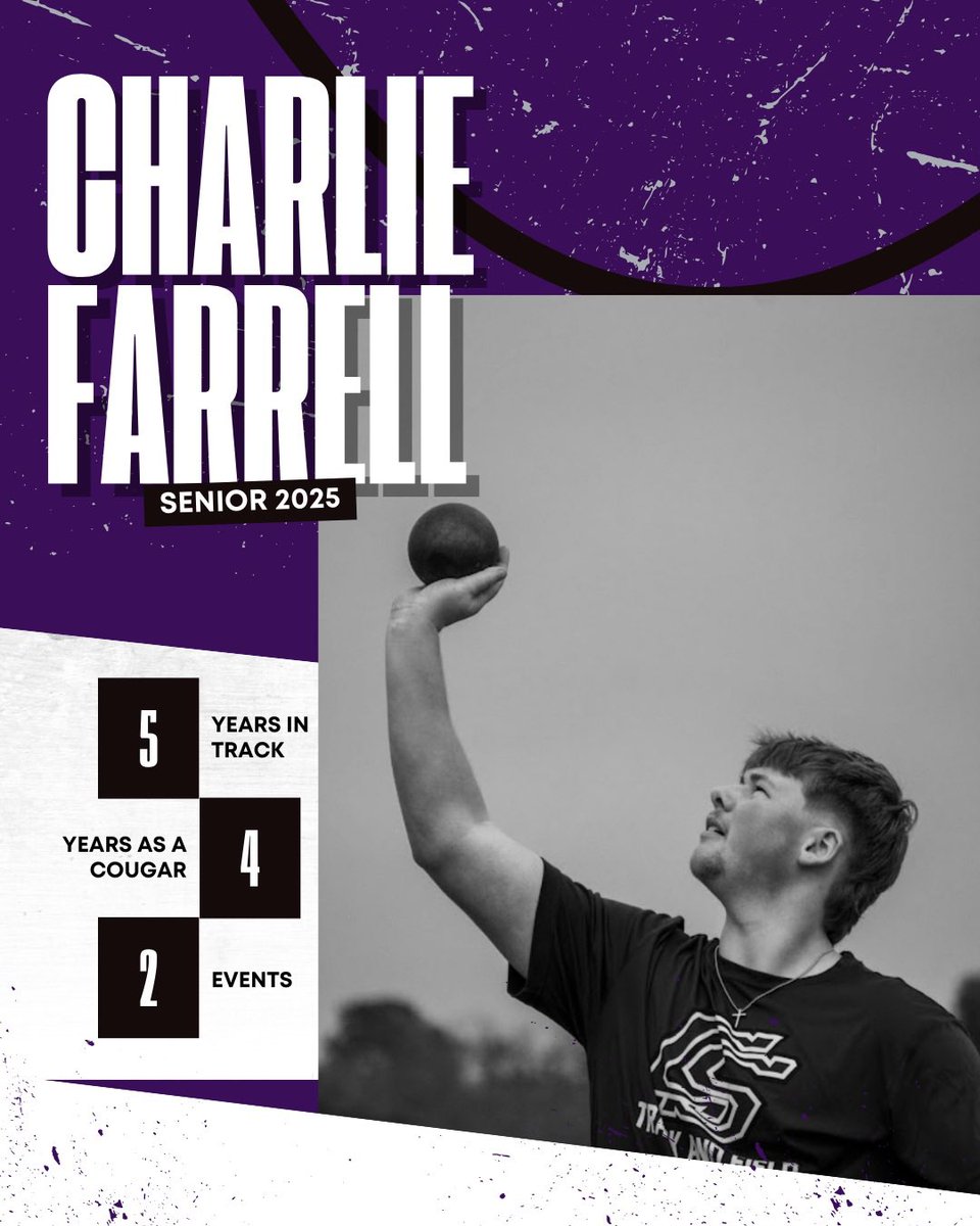 Senior Shoutout #3: Charlie Farrell! 🐾 

Charlie throws shot put and discus for the Cougs. 

He’s most proud of breaking the school discus record! 💪🏻🥏