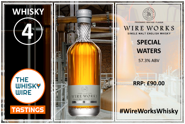 TheWhiskyWire's tweet photo. It’s time to move onto our final sip of the night and another drop of something dramspankingly new; Wire Works Special Waters. What can you pick up on the nose of this one? #WireWorksWhisky https://t.co/RPG3lgeJ5Z