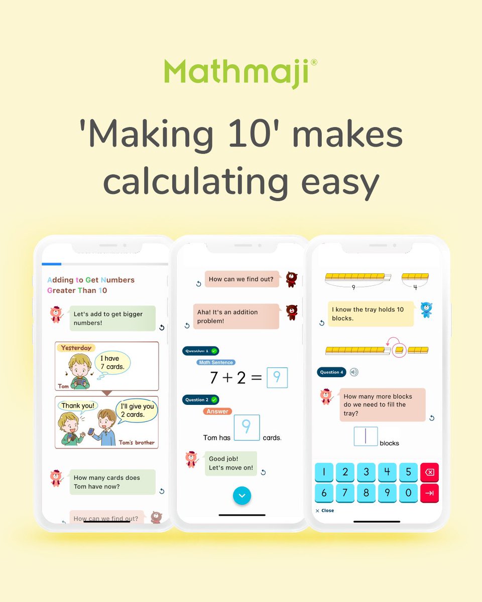 mathmaji_usa's tweet image. Calculations are effortless for students who can quickly ‘make 10,’ or identify pairs of numbers that sum to 10!👀

That’s why Mathmaji focuses on pairs that sum to 10 and then expands to ‘making 100,’ ‘making 1000,’ and more. 

#mathmaji #mathmadeeasy  #mathlearning #homeschool