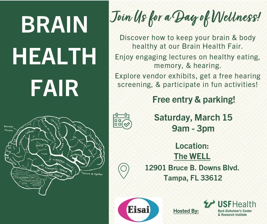 Please join us for the Brain Health Fair taking place on March 15th at The WELL. We hope to see you there!