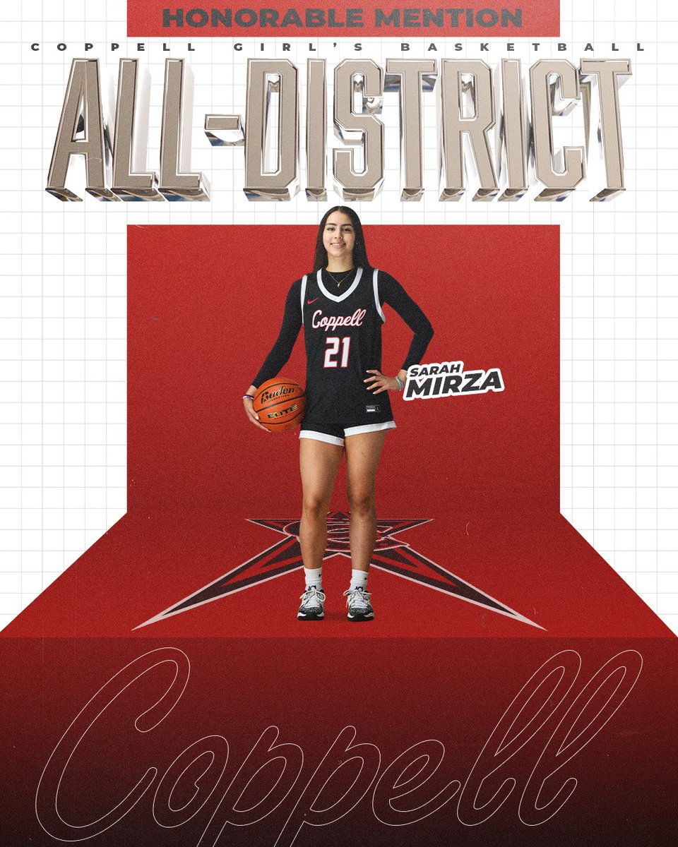 Congratulations to Sarah Mirza on her Honorable Mention All-District Selection. She was a starter this season, averaged over 25 minutes per game, and filled a huge role for us. The growth she’s accomplished over her 4 years as a Cowgirl is notable. Great work, Sarah! 🔥