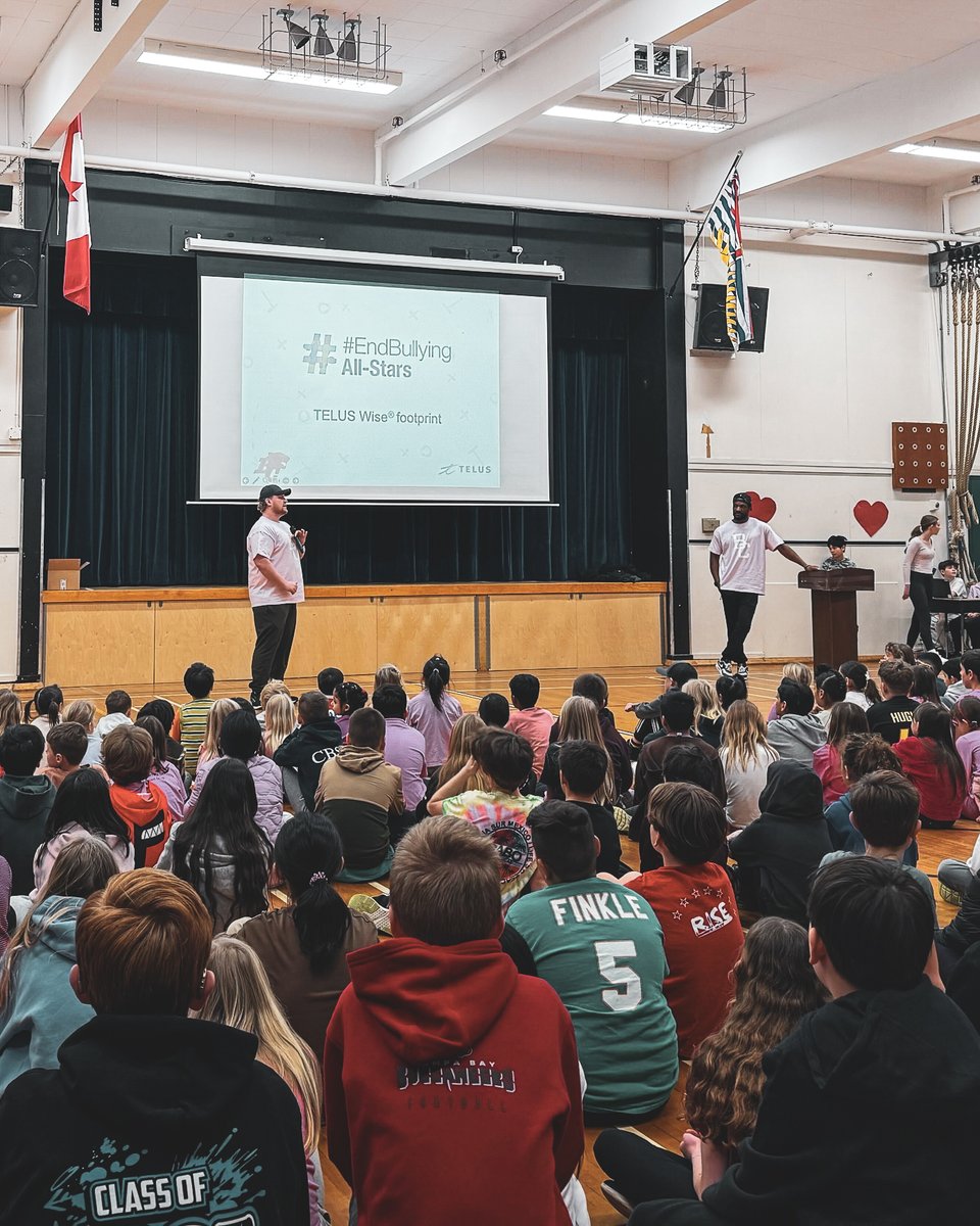 BCLions's tweet photo. 💗 Standing Up to Bullying 💗
On #PinkShirtDay, BC Lions Andrew Peirson & Bo Lokombo joined @TELUS in schools to talk respect, kindness & taking a stand to #EndBullying. 💪🏽🏈
A strong team has each other’s backs—on and off the field.
#BCLions #TELUSwise https://t.co/1jLjJT75Sn