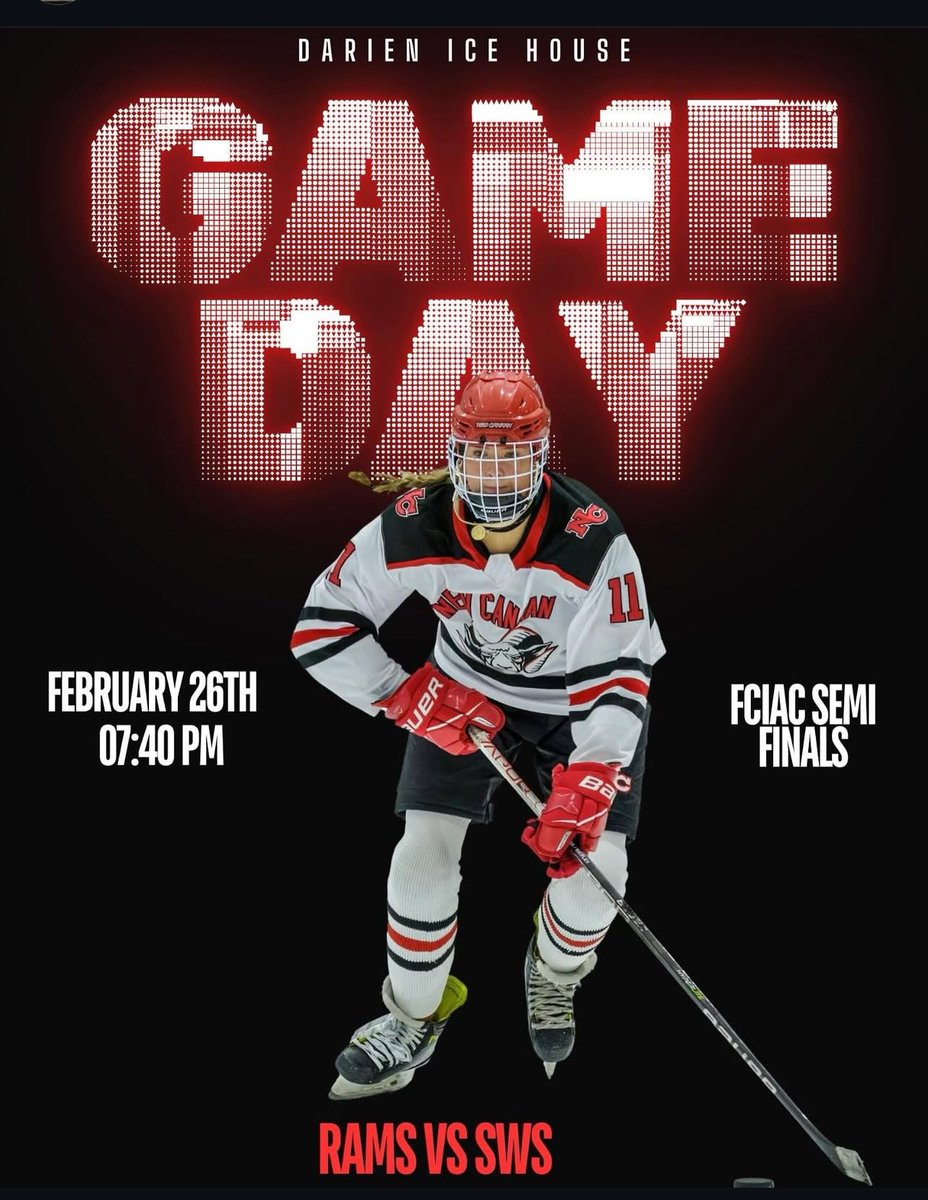 FCIAC semi finals tonight 7:40pm at DIH vs <a href="/SWSGirlsIce/">SWS Girls Hockey</a>  Let’s go Rams! <a href="/NCHS_CT/">NCHS</a> <a href="/ncramsathletics/">NC Athletics</a> <a href="/fciac/">FCIAC</a> <a href="/CHSGHA/">CT High School Girls Hockey Association</a>