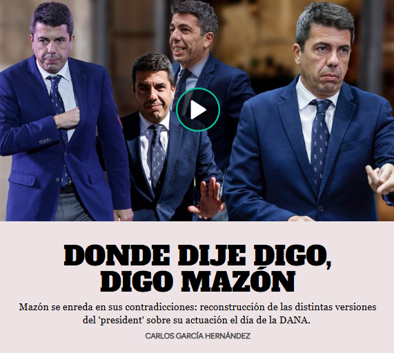 EN PORTADA: ▶️ Mazón se enreda en sus contradicciones: reconstrucción de las distintas versiones del 'president' sobre su actuación el día de la DANA

✍️ Por <a href="/carlijos__/">Carlos García</a> 

huffingtonpost.es/videos/mazon-e…