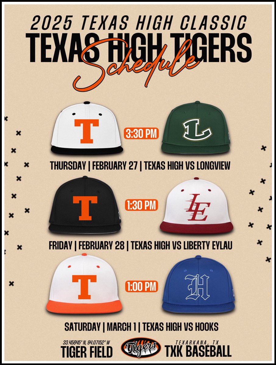 Make sure to mark your calendars for when the Tigers play in the 2025 Texas Classic this weekend!