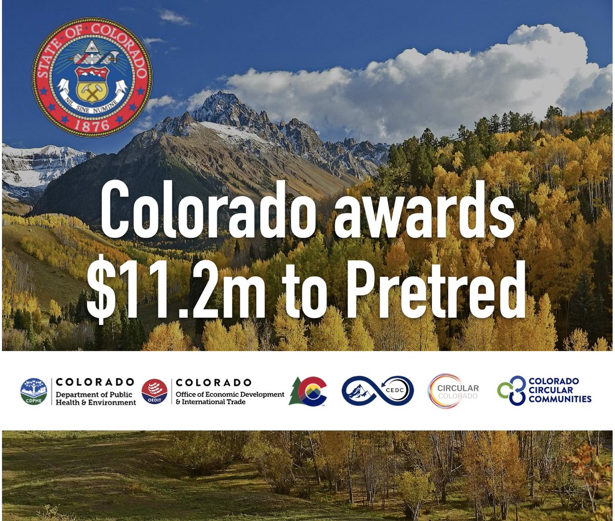 $11.2 million = Largest State Recycling award to a single company in U.S. history. Please correct me if I'm wrong. Build a better way... #CEDC #CDPHE #CircularCommunities #Colorado #Pretredinc