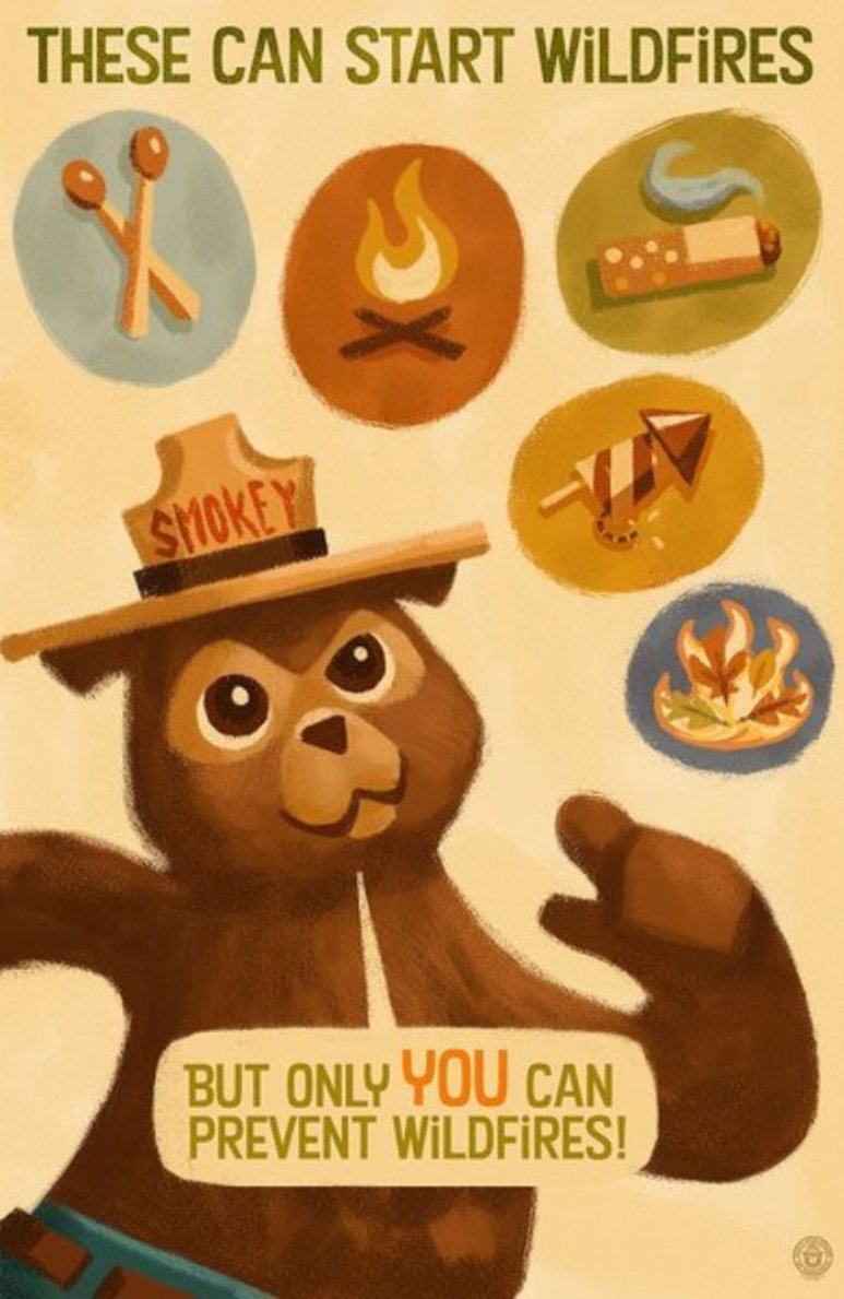 When you're out exploring, be mindful of the many ways to accidentally start a wildfire. Never leave a campfire unattended, and be sure to follow all local fire regulations before starting a fire. Visit SmokeyBear.com to learn more.