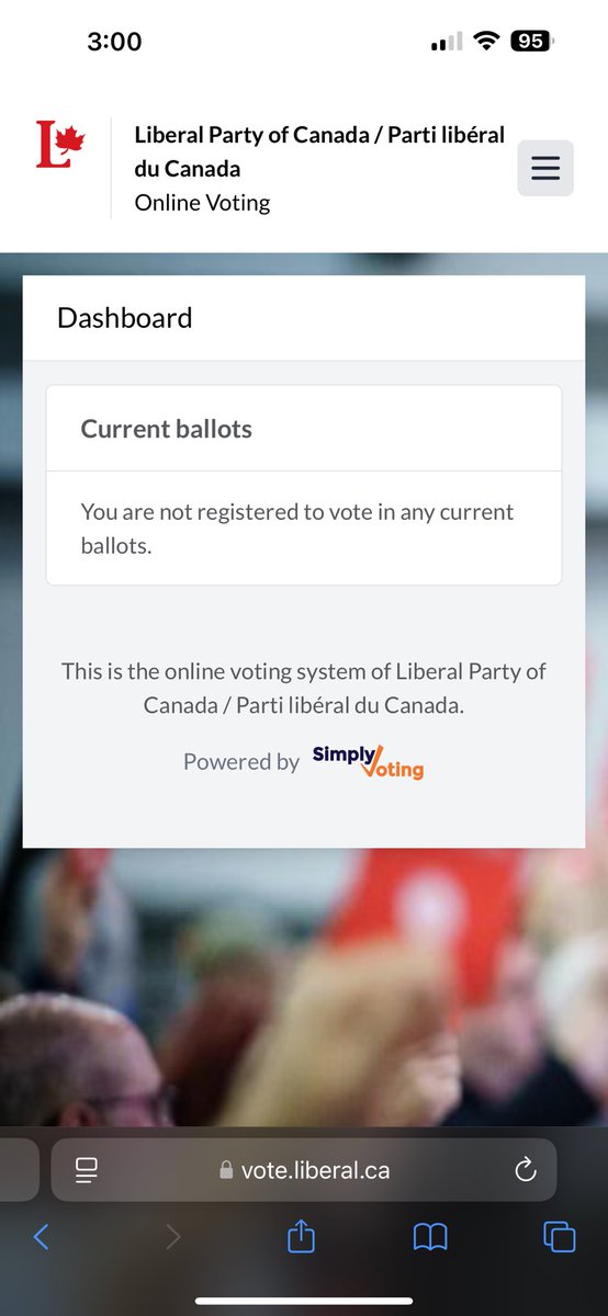 Attempting to vote in the <a href="/liberal_party/">Liberal Party</a> leadership race had proven to be quite the ordeal. After going through the ID Verification system (which is difficult in itself), I got this message. Hoping someone can assist before the end of the voting period. 

#LiberalLeadership