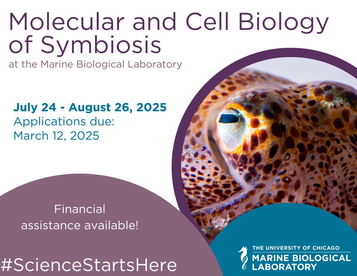 March 12 is your last chance to apply for the MBL's 2025 Molecular and Cell Biology of Symbiosis course!

This immersive, research-based course facilitates state-of-the-art experimental approaches in symbiosis research.

Read more: bit.ly/4ig81fJ
#ScienceStartsHere