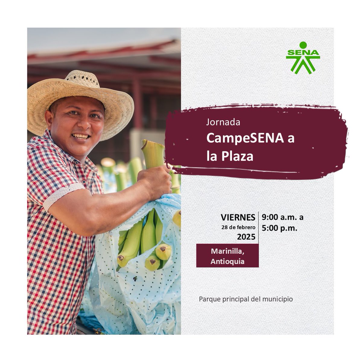 La Agencia Pública de Empleo te invita a participar en la jornada a CampeSENA a la plaza en Marinilla, Antioquia

¡Conoce nuestros servicios de intermediación laboral y orientación ocupacional!

🗓 28 de febrero de 2025 
⏰9:00 a.m. a 5:00 p.m. 
👉Lugar: parque principal