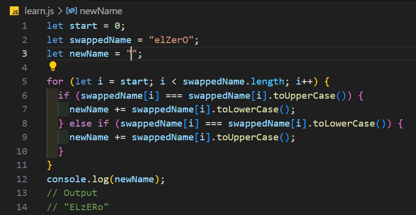 MOUT3EFI's tweet image. #javaScript
#JSAssignments
#ElzeroWebSchool
It is strictly forbidden to use numbers or letters, and you can use variable values.
What is required is to use the Loop to convert uppercase letters to lowercase and vice versa.
You must use the Loop For to do what is required
