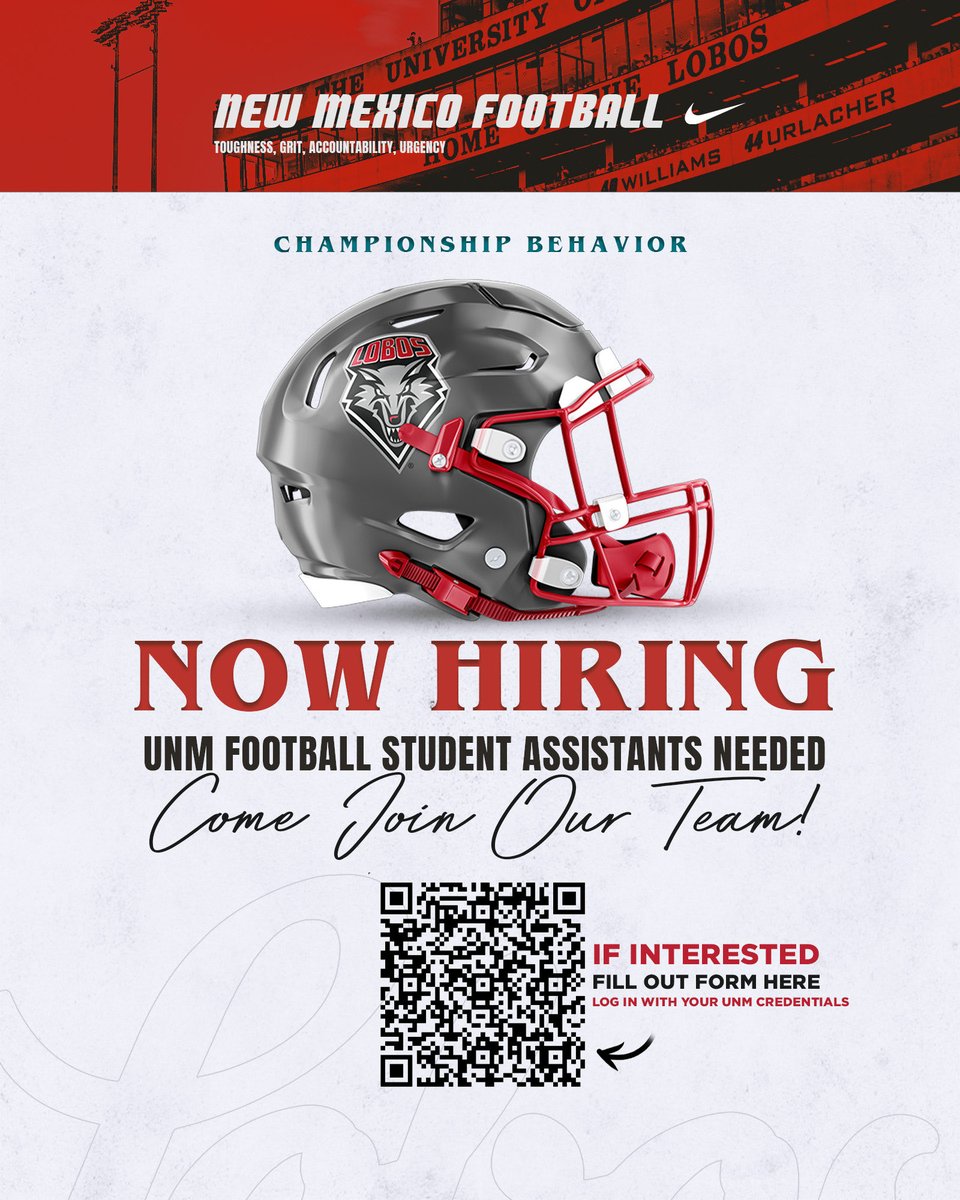 Want to join the best staff in football? Come on out and be a part of our program!!! #GoLobos | 🚀🐺🆙