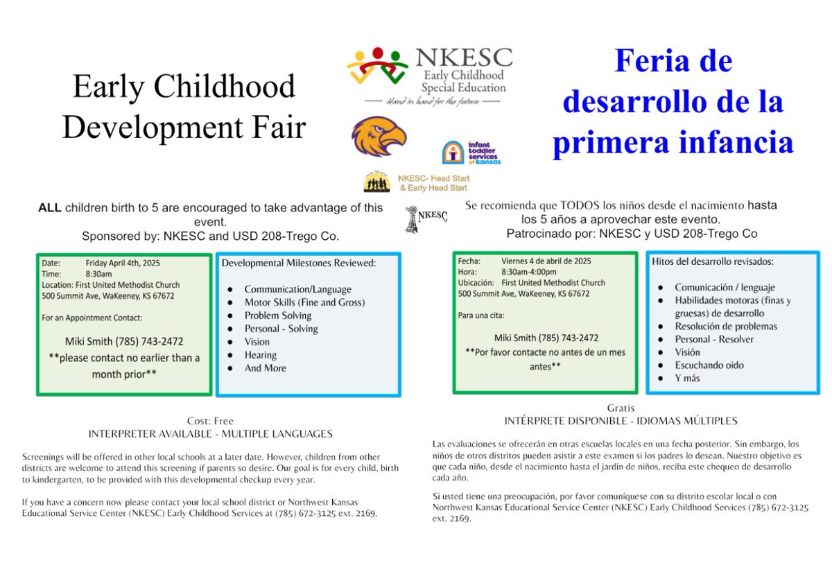 It’s that time again!! Wakeeney’s Early Childhood Fair will be Friday April 4th, 2025. See the flyer for more details!