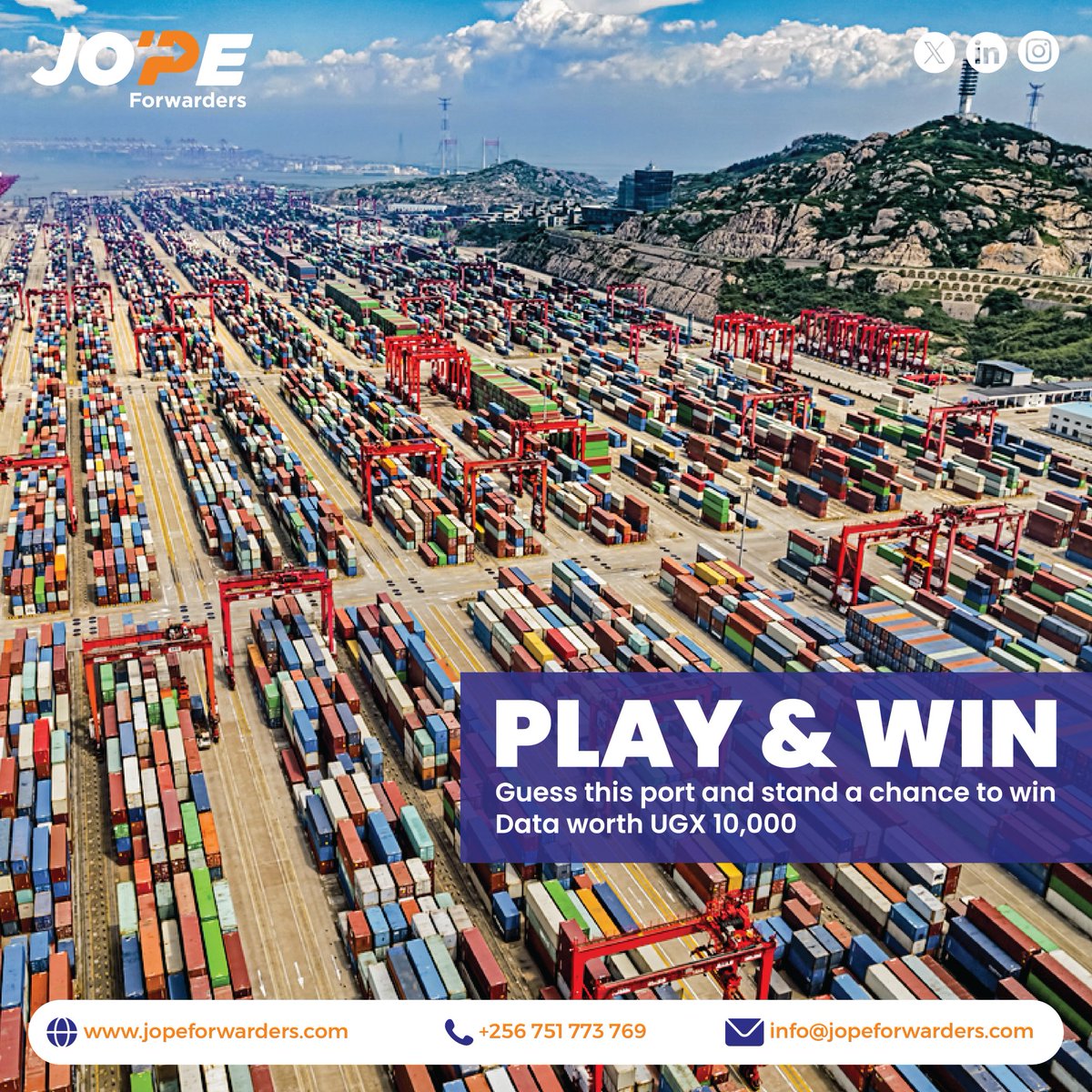 🌍 Play &amp; Win with JOPE Forwarders! 🚢
🤔 Test your logistics knowledge by guessing the port in this image and stand a chance to win data worth UGX 10,000! 💰📲
🔹 Drop your answer in the comments below.
🔹 Tag a friend 
#globaltrade #logisticsolutions #jopeforwarders