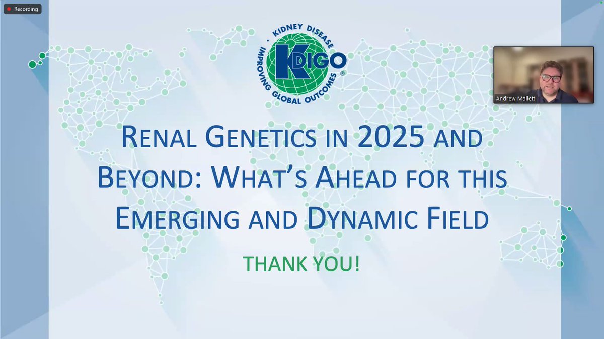 Excellent webinar! 
Renal #Genetics in 2025 and Beyond: What's Ahead for this Emerging and Dynamic Field 
Technological advancement has been catalytic to  kidney genomics. Are #nephrologists making most out of it?
<a href="/goKDIGO/">KDIGO</a> <a href="/AndrewMallett8/">Prof Andrew Mallett</a> <a href="/knoers/">Nine Knoers</a>
<a href="/kidneyomicsamps/">Matt Sampson</a> <a href="/johnasayer/">john sayer</a>