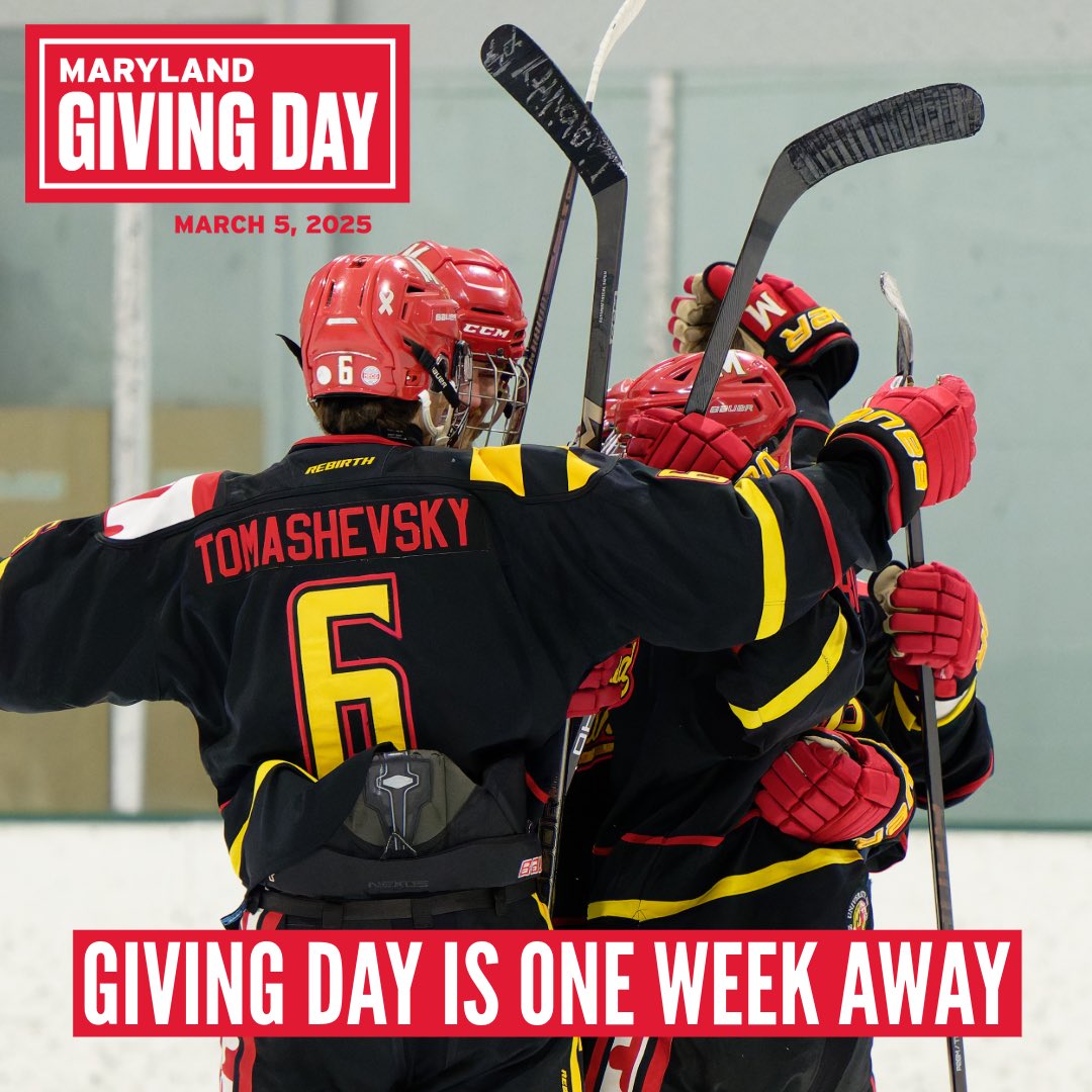 Giving Day is ONE WEEK AWAY! Please consider donating on March 5th to help support the team and its future! There are also special matches and prizes that are listed on the Giving Day website. The link will be available in our bio on March 5th. #givingdayumd