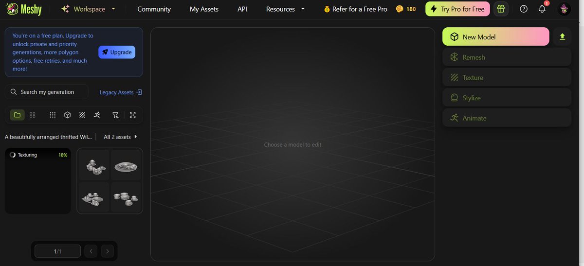 Today's task was on Generating 3D objects from text and image. I did mine with Meshy.