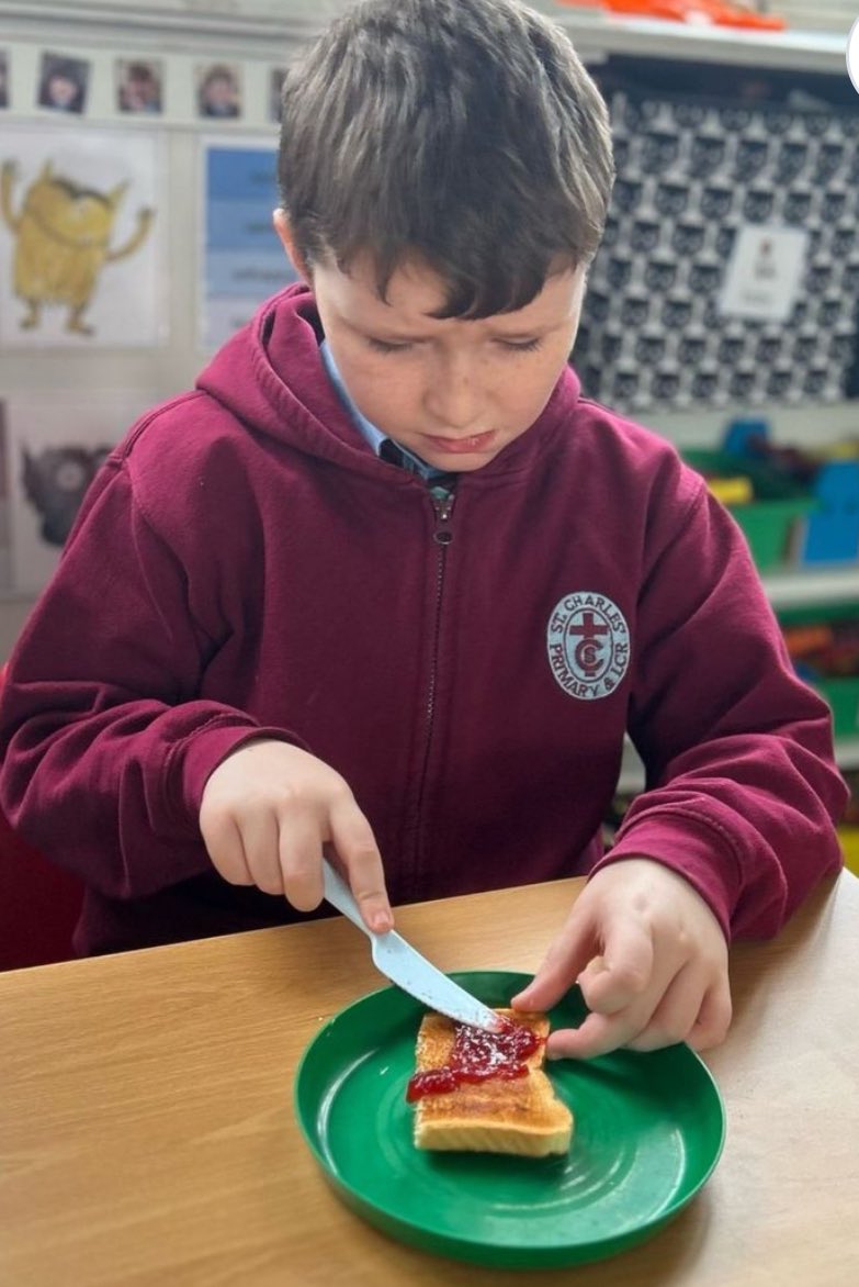 This afternoon the pupils in Barra had a go at making toast as part of their life skills learning #SkillsForLife