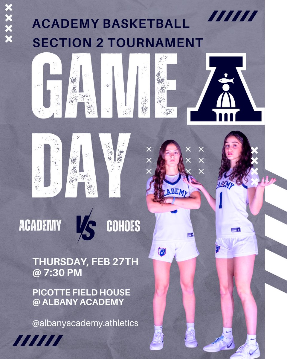 Albany Academy Women's Basketball (@academygbball) on Twitter photo THURSDAY, FEB. 27 @ 7:30 PM, ALBANY ACADEMY PICOTTE FIELD HOUSE!
ACADEMY VS. COHOES
Get your tickets here: gofan.co/event/2949617?β¦
#playoffs #postseason <a href="/Section_2_hoops/">Section2Hoops</a> THURSDAY, FEB. 27 @ 7:30 PM, ALBANY ACADEMY PICOTTE FIELD HOUSE!
ACADEMY VS. COHOES
Get your tickets here: gofan.co/event/2949617?β¦
#playoffs #postseason <a href="/Section_2_hoops/">Section2Hoops</a>