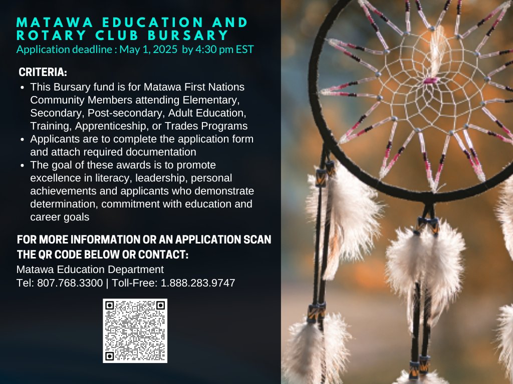Bowmanville Rotary Club Bursary information and QR code