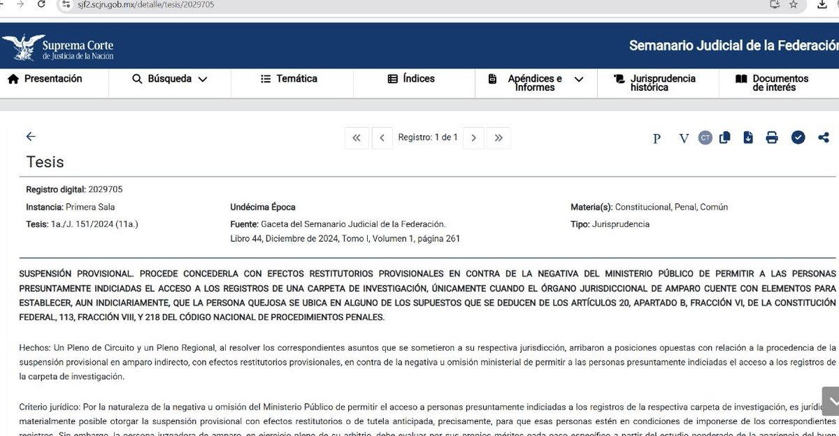 Alfre_8's tweet photo. Nos notificaron la resolución de denuncia de contradicción de tesis, que resultó en una tesis emitida por la #SupremaCorteDeJusticiaDeLaNacion. Logramos certeza para que las personas tengan acceso y copia de la #CarpetaDeInvestigación en la que son parte. #SuspensiónRestitutoria https://t.co/TdLq9iw31M